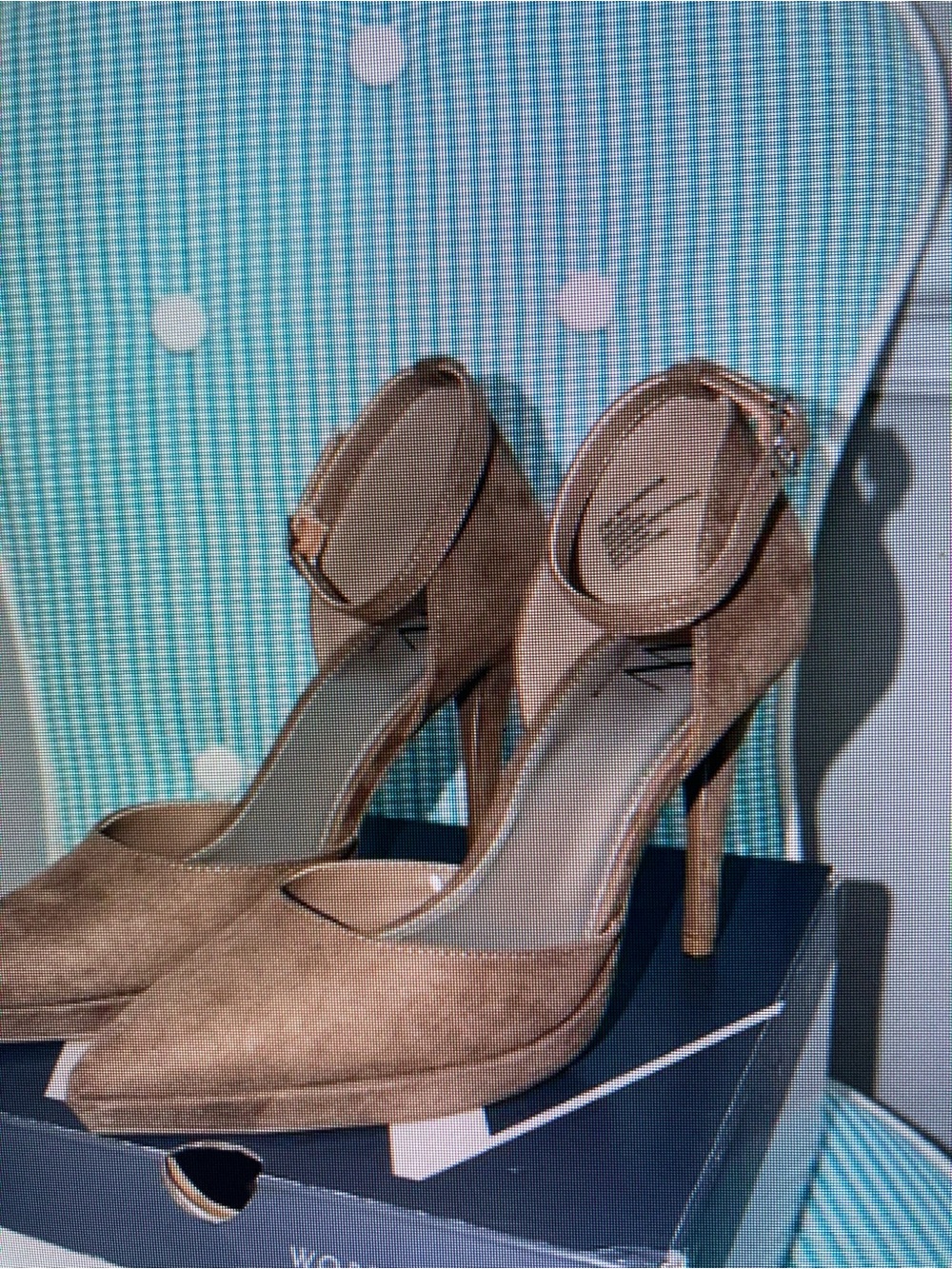 Women's Suede Pointed Ankle-Strap Heels in Tan